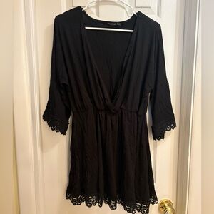 Black Tunic Top with Lace Detail